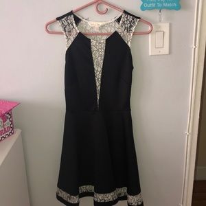 A black and white lace dress